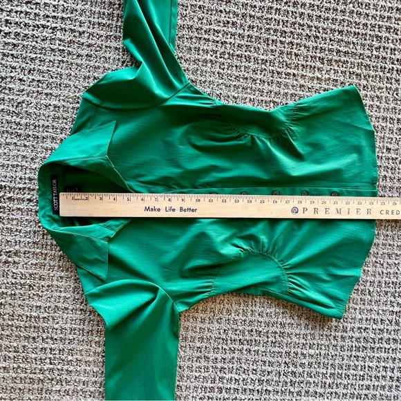 Vintage Scott Taylor Green Short Sleeve 80’s Blouse Size Small - Picture 10 of 11